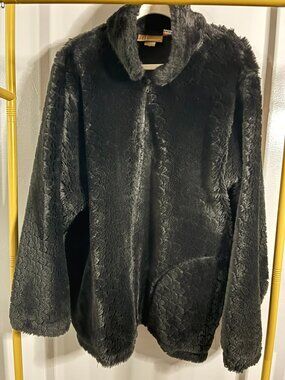 Andrea Faye Plus Size XXL Black Faux Fur Jacket/Coat with zipper